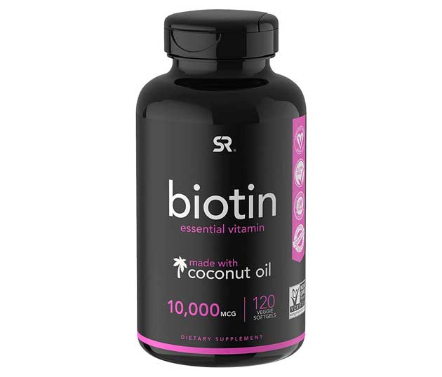 Vegan Biotin (10,000mcg) with Organic Coconut Oil - Sports Research