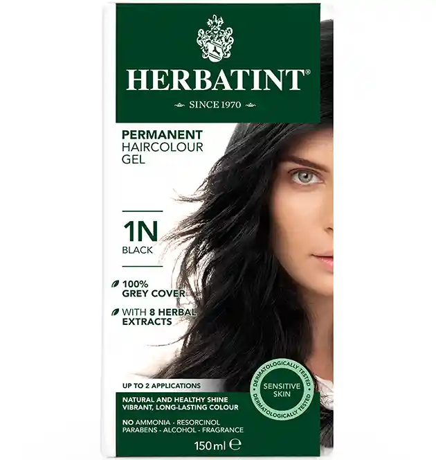Permanent Herbal Hair Color Gel - 1N Black - Herbatint