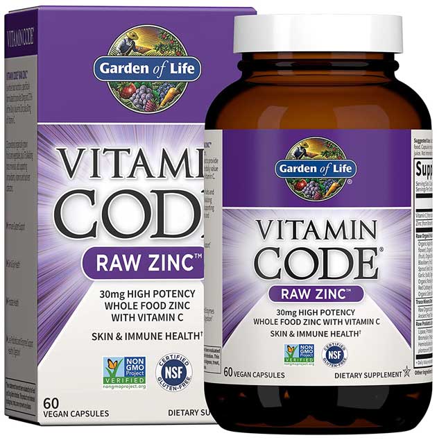 Vitamin Code Raw Vegan Zinc Capsules - Garden of Life