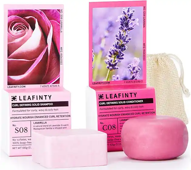Solid Shampoo Bar & Conditioner Bar Set for Curly Hair - Leafinty
